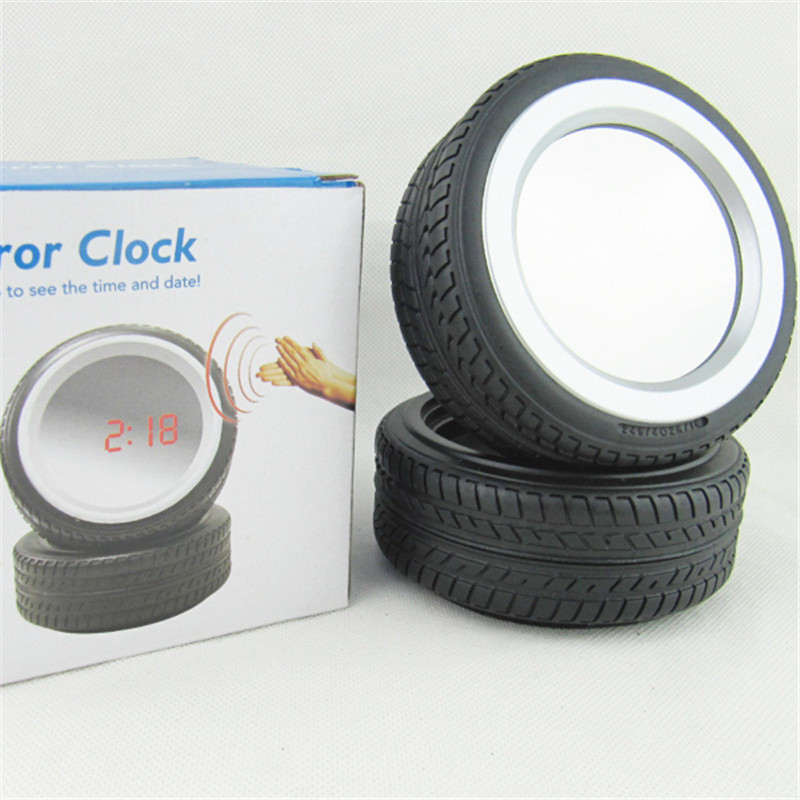 Tyre shaped LED mirror clock