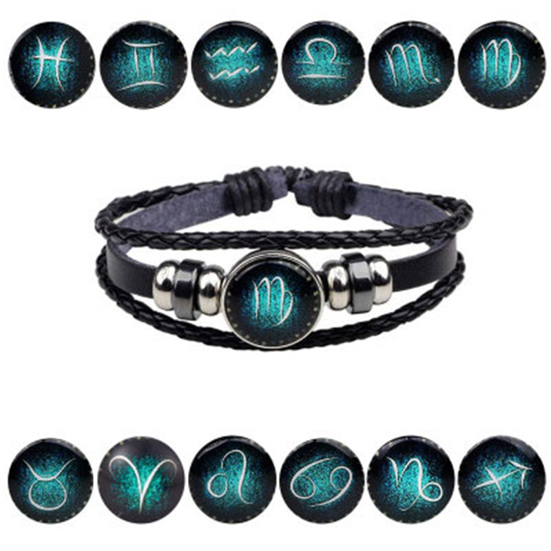 Constellation Weaving Punk Leather Bracelet