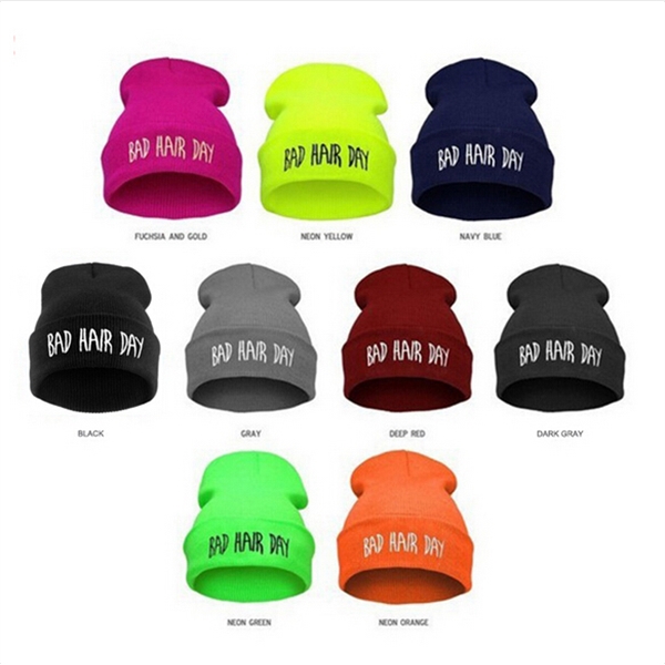 Polyester Knitted Hat with Cuff and Embroidery
