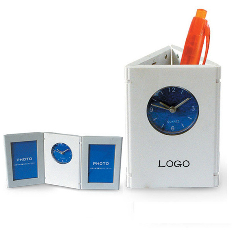 Folding Pen Holder with Clock