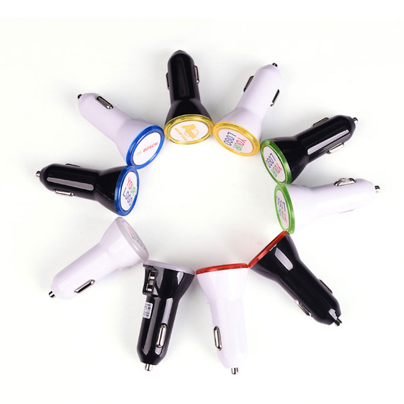 Round Double USB Light Up Car Charger