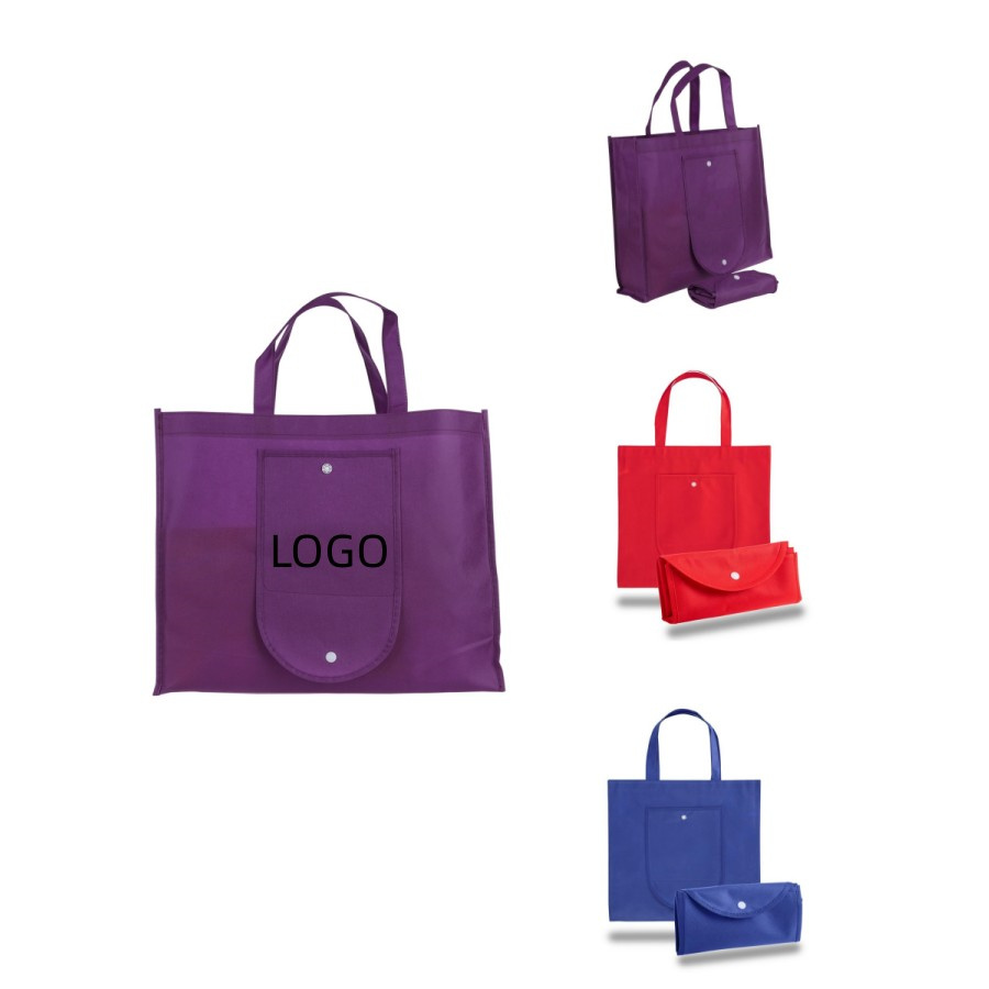 80 GSM Foldable Non Woven Tote Bag W/Snap