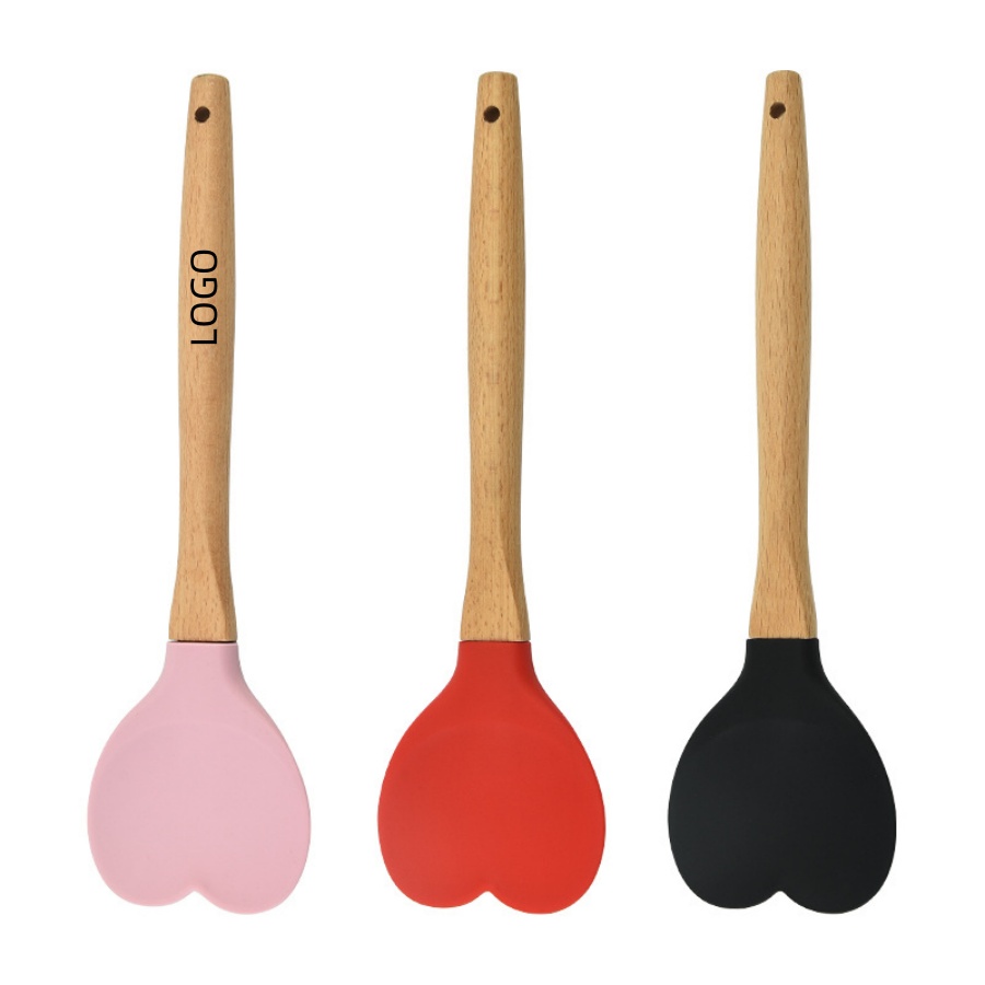 Heart-shaped Wooden Handle Silicone Spatulas