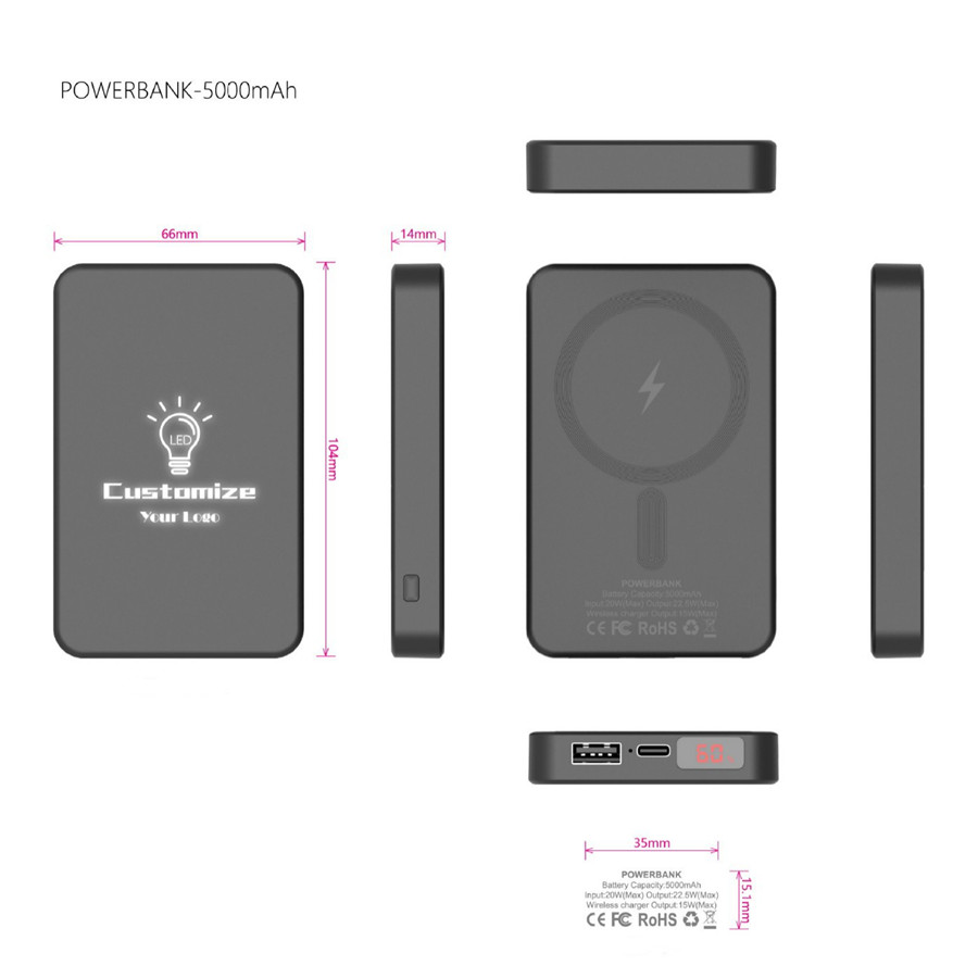 Ultra-thin Magnetic Charging Wireless Power Bank in 10000mAh for Phone