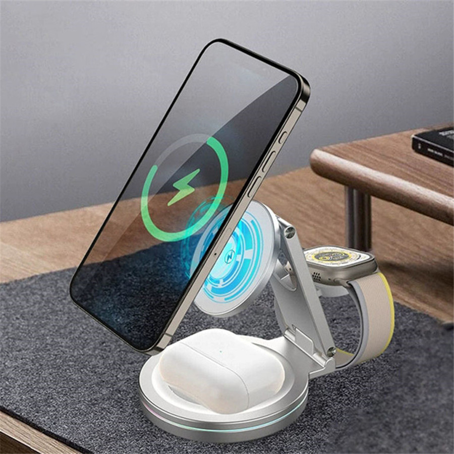Foldable Magnetic Multifunctional Wireless Charging Station