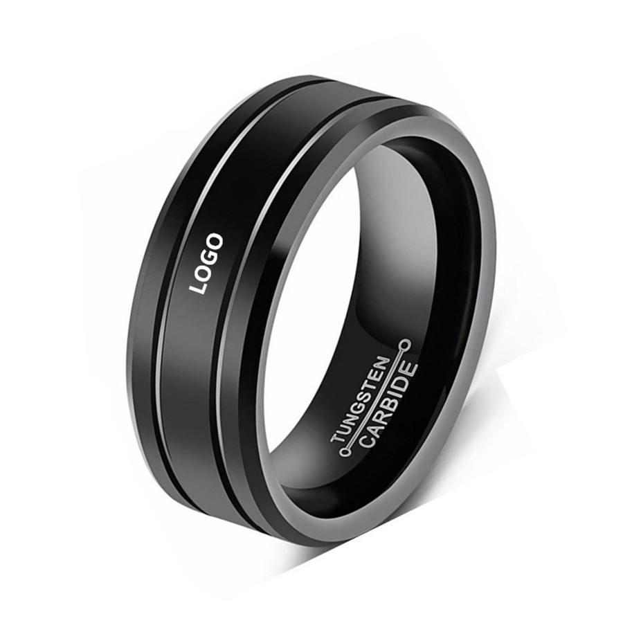 Stylish Men's Black Tungsten Carbide Ring 