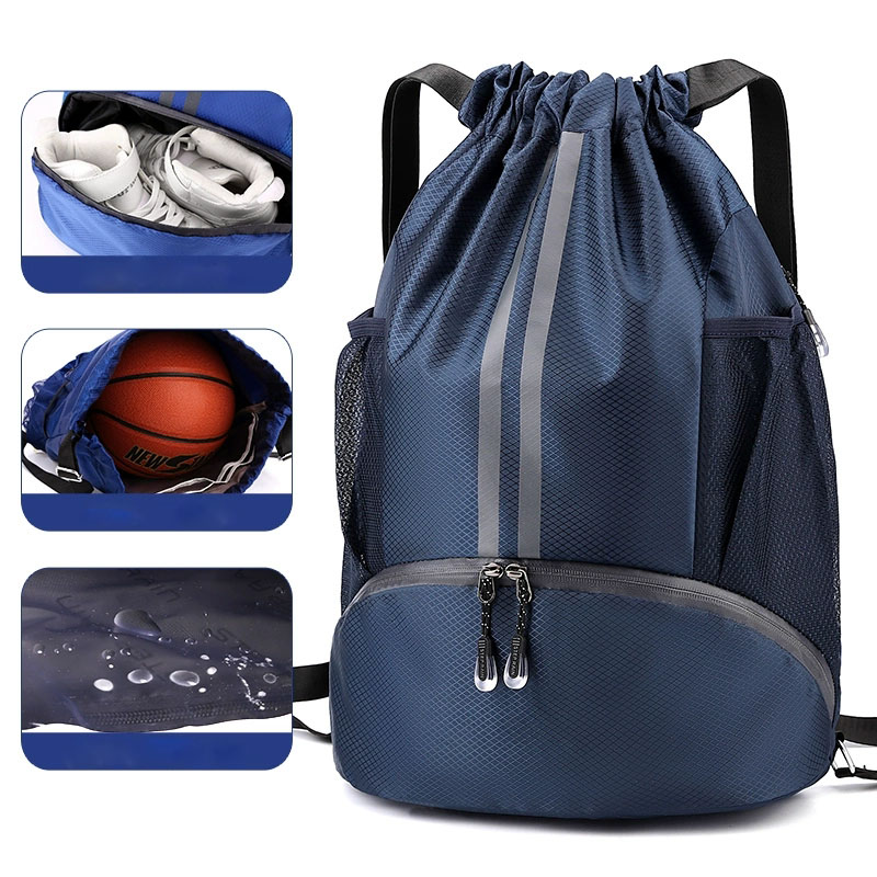 Stylish Drawstring Sports Bag with Wet - Dry Separation for Basketball and More