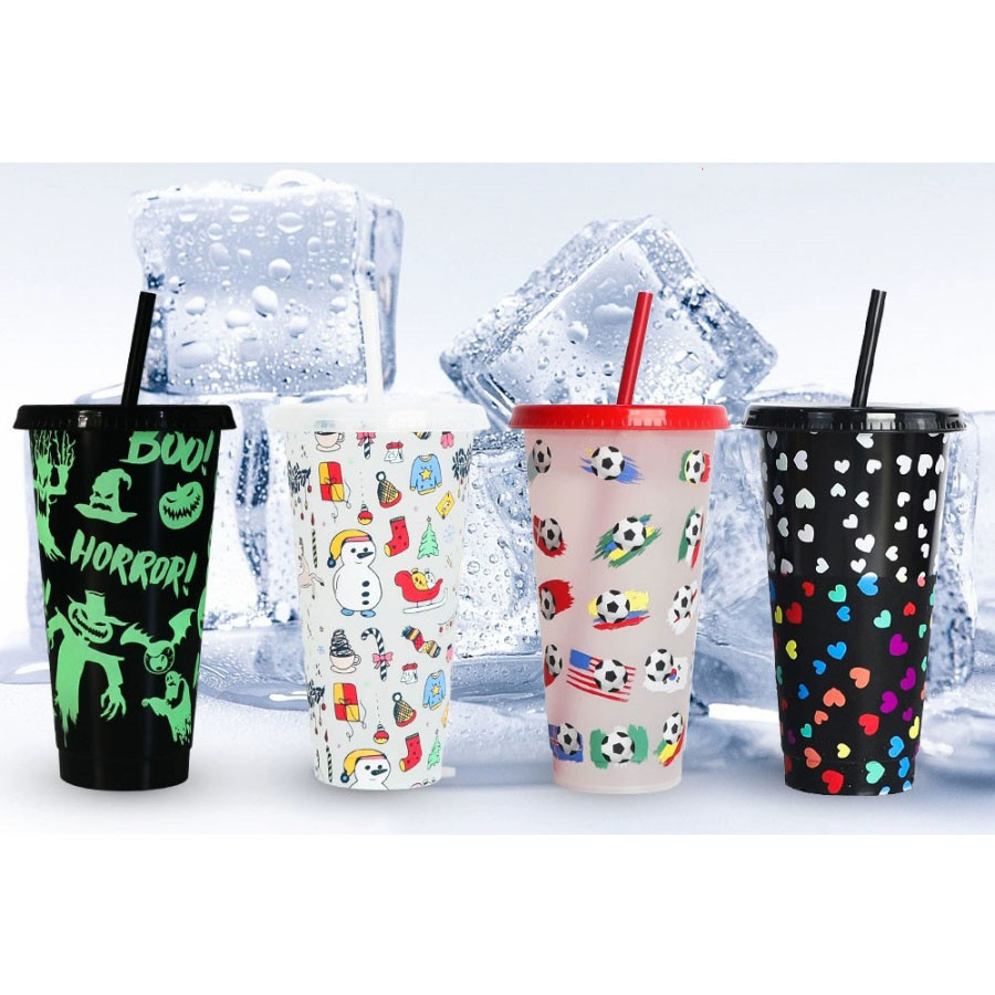 2025 New Cold Sensitive Color Changing PP Plastic Straw Cup for Festivals