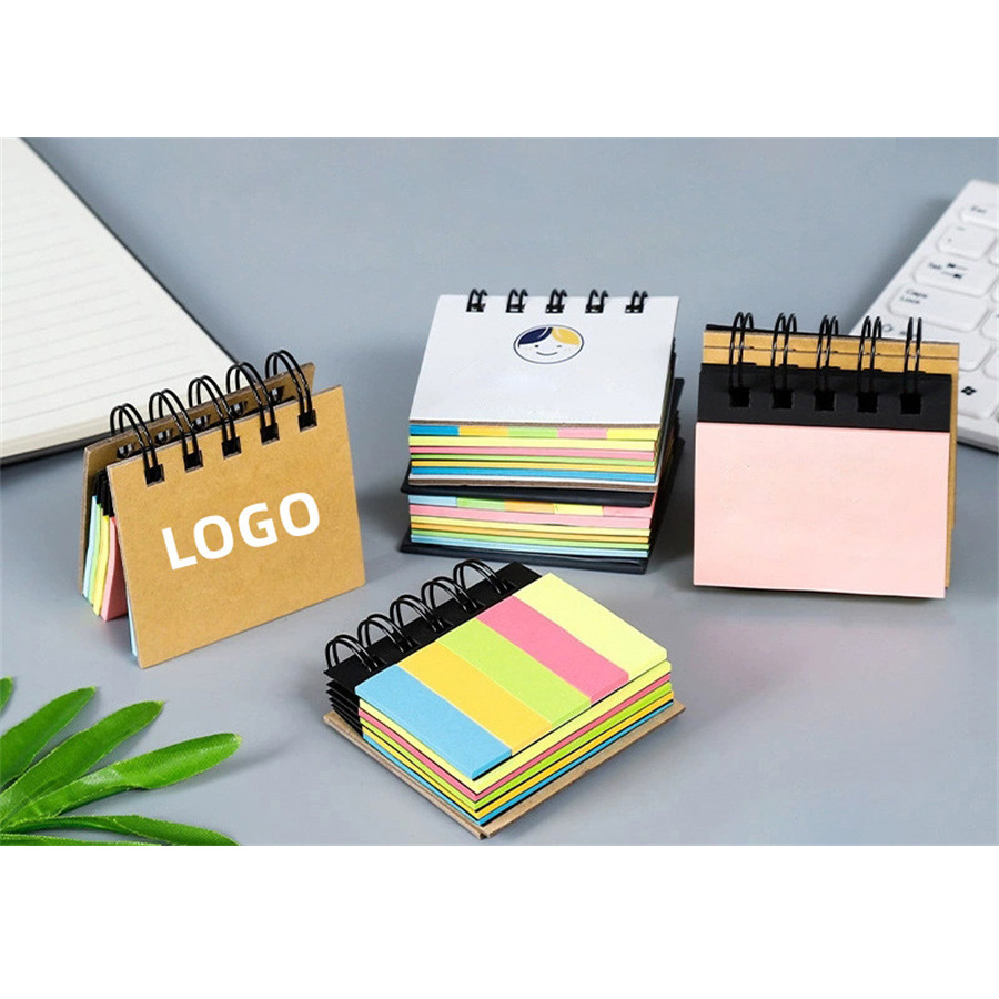 Mini Coil Bound Notebook Set with Fluorescent Sticky Notes