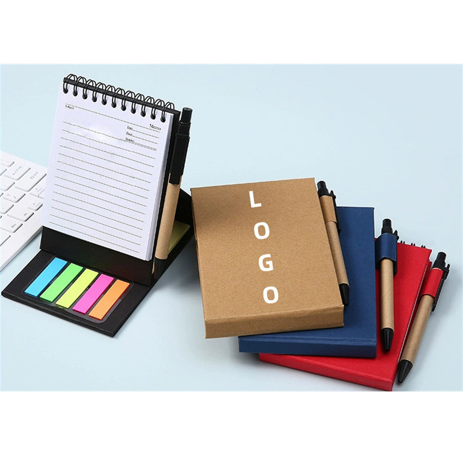Standing Coil-bound Notepad Set with Sticky Notes