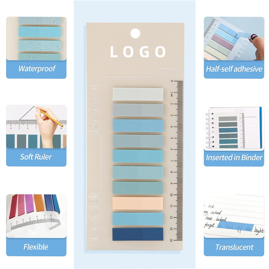 Cute Style Morandi Color Waterproof Self-adhesive Office Index Sticky Notes