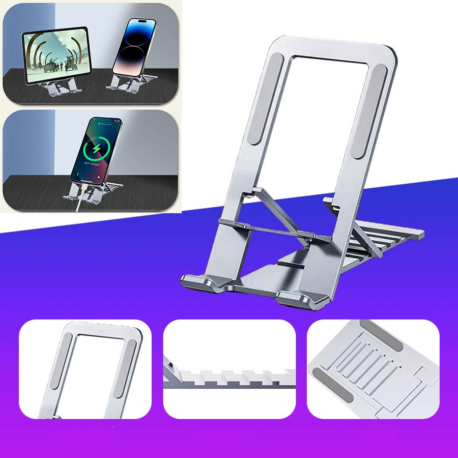 Foldable Aluminum Alloy Phone Stand with 5-Angle Adjustment