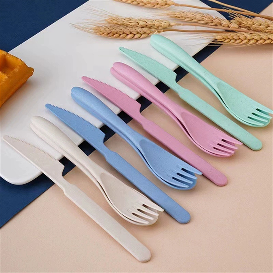 Cute Style Wheat Straw Portable Cutlery Set