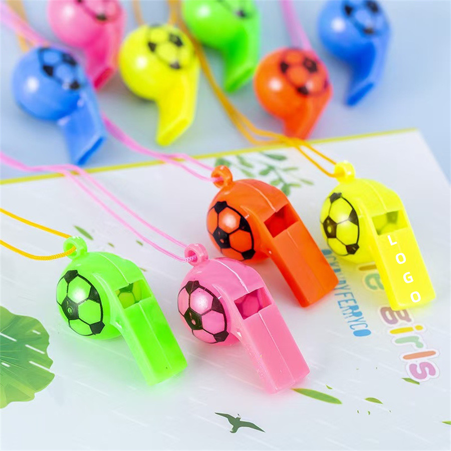 Colorful Football-Shaped Plastic Whistle for Sports and Events