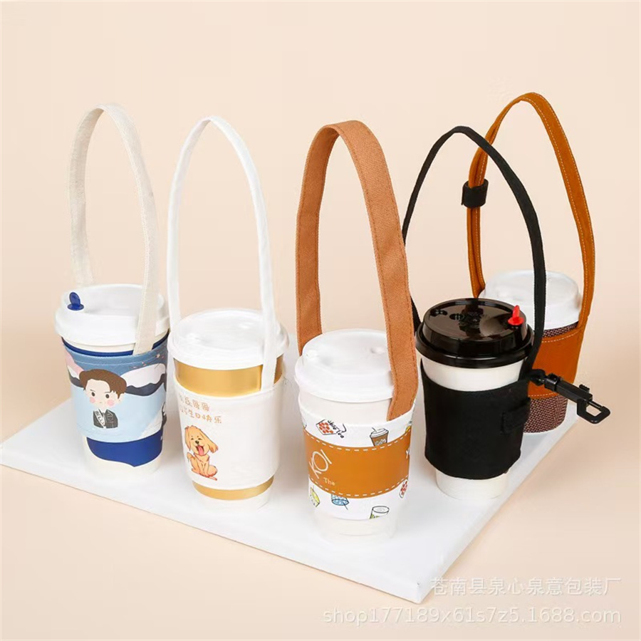 Insulated Canvas Milk Tea Cup Sleeve