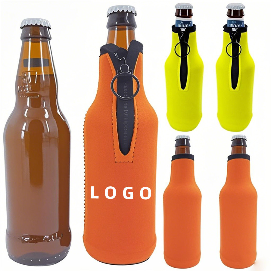 Neoprene Beer Bottle Sleeve with Zipper