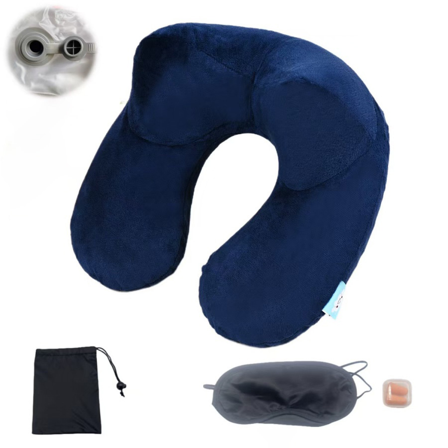 PVC Inner Bladder Hump Shaped Inflatable U-shaped Neck Pillow for Car and Travel